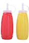 Lawazim Condiment Plastic Squeeze Container - 2 Piece 18x5cm Red &amp; Yellow - Refillable Sauce Bottle