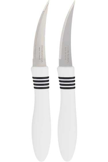 Tramontina Cor&amp;Cor 2 Pieces Tomato Knife Set with Stainless Steel Blade and White Polypropylene Han