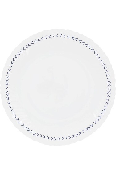 Dinex Opal ware Round Dinner Plate with Blue Arrow Classic Pattern   27 cm Opal white