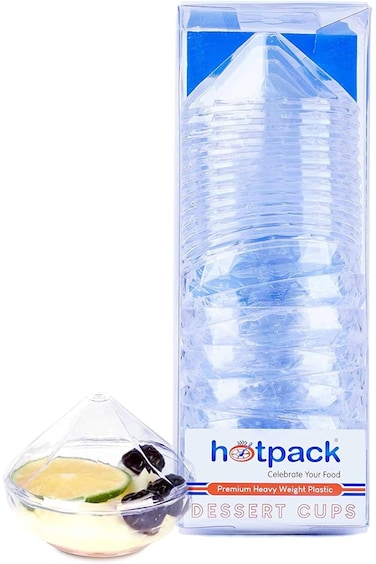 Hotpack Heavy Weight Clear Plastic Dessert Cups 12 Pieces