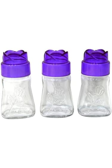SARINA 3-Piece Salt And Pepper Shakers Set 3 x 100ml (Clear/Purple)