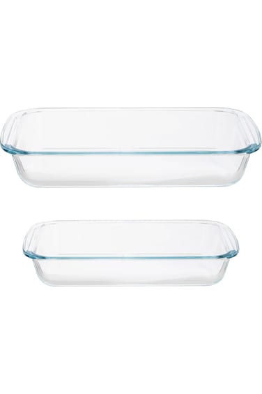ALSAIF 2- Pieces Glass Rectangle Oven Tray is designed for cooking all types of meals and is easy t