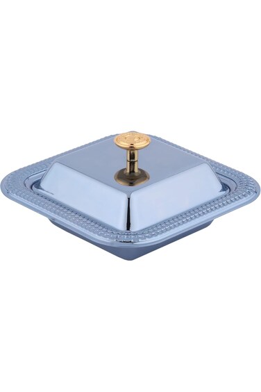 طبق تمر السيف الحديدي المربع الشكل الحجم: صغير، اللون: أزرق ياقوتي