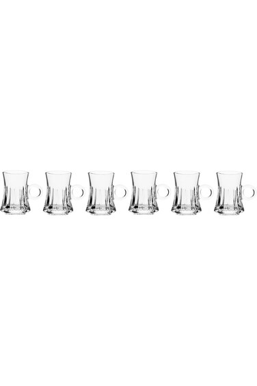 ALSAIF ZAD 6 pieces of glass tea cups with handles for hot drinks, The cups feature a wide base at