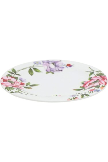 Abir Melamine Flat Plate 15 CM / 5.91 INCH White Floral Design For Food Kitchen Use Outdoor &amp; Resta