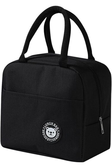 ECVV Black Lunch Bag Reusable Insulated Lunch Tote Bag Waterproof and Durable Lunch Cooler Handbags