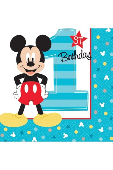 مناديل عيد ميلاد ميكي ماوس الأول من amscan
