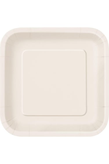 Unique Industries Ivory 32363/U Square Paper Plates, 14ct, 9" x 9