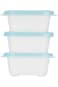 LocknLock EZ Lock Pastel Square Container, Set of 3 Piece - Blue HLE8100W, 250 ml