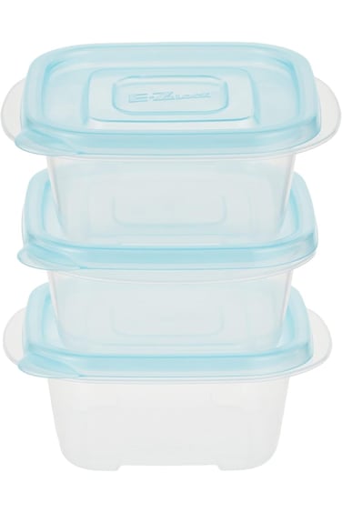 LocknLock EZ Lock Pastel Square Container, Set of 3 Piece - Blue HLE8100W, 250 ml