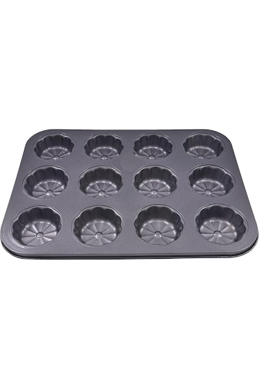 Home Concept 12-Piece Non stick Baking Cup Cake Mould Black