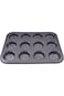 Home Concept 12-Piece Non stick Baking Cup Cake Mould Black