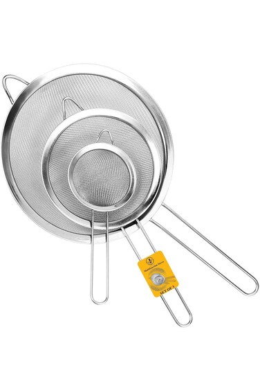 Jojeys Sieves and Strainers Set - Metal Sieve Stainless Steel, Fine Mesh Strainer   Pack of 3 Kitch