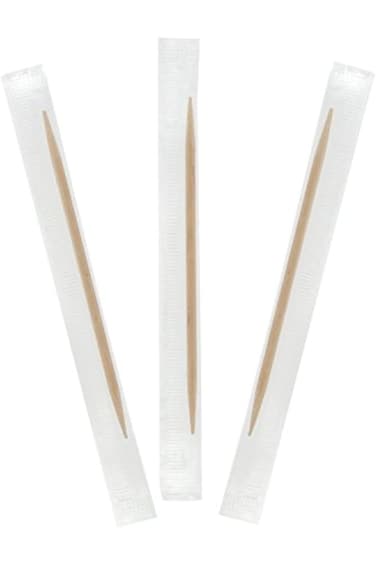 أعواد أسنان من الخيزران من هوت باك، مغلفة بشكل فردي، 1000 قطعة، لون أبيض، Wtp