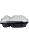 Hotpack 3 Compartment Black Base Bento Meal Prep Container With Lid 5 Pieces ' 5 Units