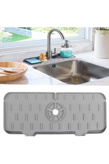 واقي من رذاذ حوض صنبور المطبخ، سجادة سيليكون لامتصاص الماء، سجادة سيليكون لامتصاص الماء من صنبور الحمام، سيليكون