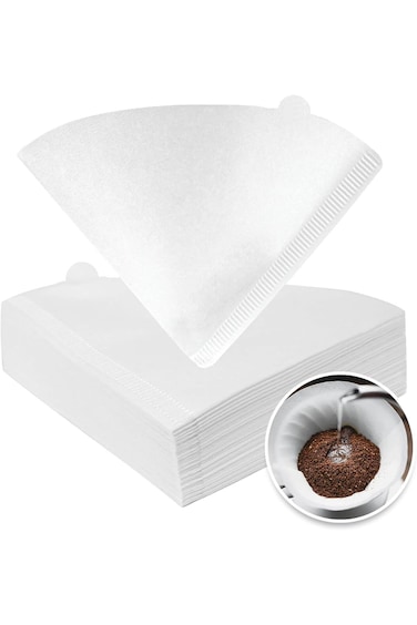 WARAF Premium White Paper Coffee Filters Cone Shaped V60 Japanese Material, Size 02, 2-4 Cups Pour