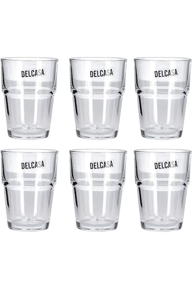 طقم أكواب ديلكاسا، 6 قطع، سعة 7 أونصة/200 مل - كوب لشرب الشاي - شفاف، أنيق، تصميم ديزي