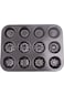 Home Concept 12-Piece Non Stick Baking Cup Cake Mould Black