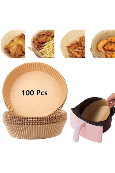 SHOWAY Air Fryer Disposable Paper Liner, 100PCS Non-stick Disposable Air Fryer Liners, Baking Paper