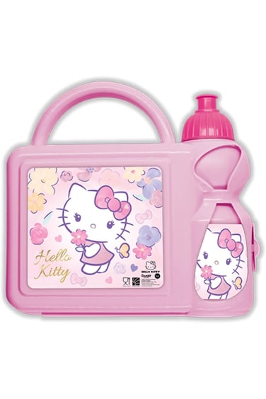 Hellokitty Hello Kitty Plastic Lunch Box with Water Bottle for Kids