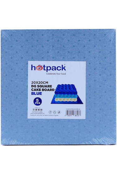 Hotpack Square Blue Cake Boards 20cm x 20cm, 5 Pieces