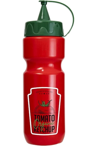 Solmazer Herevin 660ml Decorated PE Squeeze Bottle - Red-Tomato Ketchup Design - Flexible, Strong,