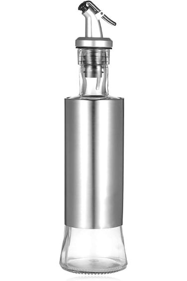 SHOWAY Olive Oil Dispenser Bottle 300ml, Glass And Leakproof Stainless Steel Bottle Drizzler Vinega