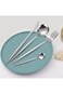 Home Safety 4-Piece Cutlery Set Stainless Steel Silver Cutlery Set Including Knife, Fork, Spoon, Te