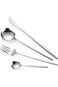 Home Safety 4-Piece Cutlery Set Stainless Steel Silver Cutlery Set Including Knife, Fork, Spoon, Te