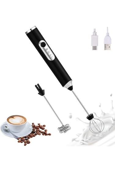Yakiter Rechargeable Electric Foam Maker, Milk Frother Handheld Foam Maker, Drink Mixer with Stainl
