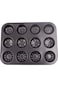 Home Concept 12-Piece Non stick Baking Cup Cake Mould Black