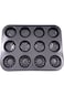 Home Concept 12-Piece Non stick Baking Cup Cake Mould Black