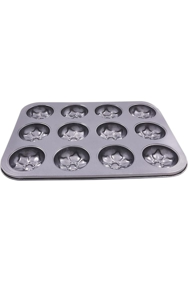 Home Concept 12-Piece Non stick Baking Cup Cake Mould Black