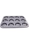 Home Concept 12-Piece Non stick Baking Cup Cake Mould Black