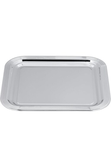 ALSAIF Square Serving Tray with side handles, suitable for use in kitchens, living rooms, Chrome.