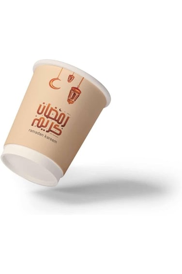 Hotpack Ramadan Double Wall Paper Cup 8 ounce, 25 Pieces
