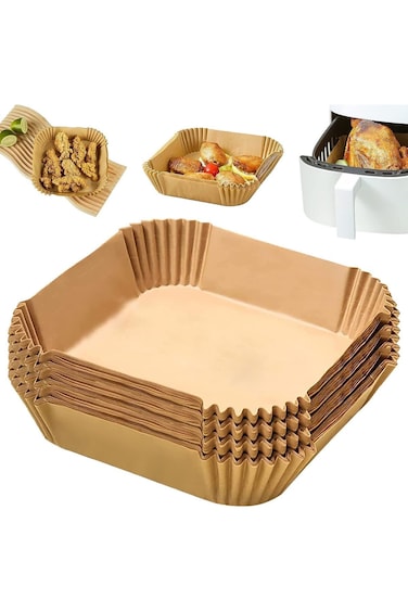 سكاي تاتش، 100 قطعة من بطانات ورقية مربعة للاستخدام مرة واحدة للمقلاة الهوائية، ورق زبدة غير لاصق ومقاوم للزيت
