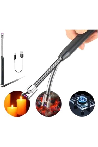 Electric Arc Bbq Lighter Rechargeable Windproof Flameless Igniter 360 Degree Rotating Flexible Neck