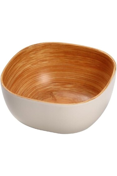 Felli Melamine and Bamboo Salad Dressing Bowl White and Brown 180ml Y1K120100-PH051-H