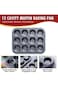 SHOWAY Cake Bakeware Mould, Carbon Steel Muffin Pan, 12 Cavity Bakeware Non-Stick Cake Baking Pan,