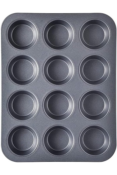 SHOWAY Cake Bakeware Mould, Carbon Steel Muffin Pan, 12 Cavity Bakeware Non-Stick Cake Baking Pan,