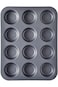 SHOWAY Cake Bakeware Mould, Carbon Steel Muffin Pan, 12 Cavity Bakeware Non-Stick Cake Baking Pan,