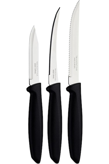 Tramontina Plenus 3 Pieces Knife Set with Stainless Steel Blade and Black Polypropylene Handle