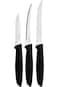 Tramontina Plenus 3 Pieces Knife Set with Stainless Steel Blade and Black Polypropylene Handle