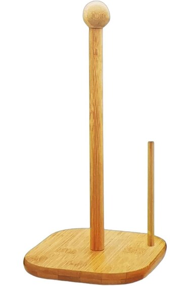 ECVV Bamboo Roll Holder countertop Tissue Stand Bamboo Paper Towel Holder Kitchen Paper Towel Stand