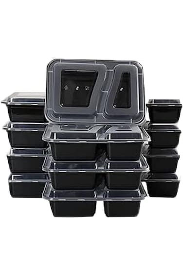 Meal Prep Containers-10 Pack 2 Compartment 32oz with Lids, Food Storage Containers, Bento Box, BPA