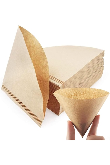 ECVV 100Pcs V60 Coffee Paper Filter Unbleached Disposable Portable Cone Coffee Filter for 2 To 4 Pe