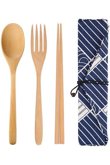 SOWUGI Natural Wooden Spoon Chopsticks Fork Sets Dinnerware Combinations Chopsticks and Spoons Fork