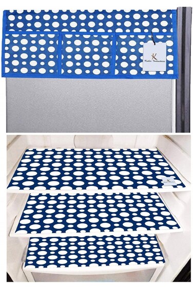 طقم أغطية ثلاجات من كوبر إندستريز   تصميم منقط   3 قطع من سجادات الثلاجة البلاستيكية   قطعة واحدة من سجادات الثلاجة